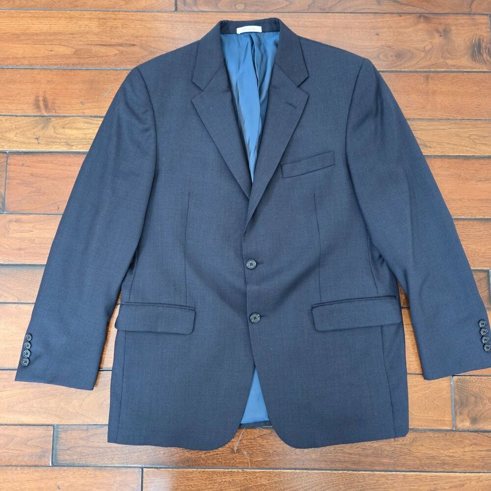 Hickey Freeman 42R Super 100s Wool Sport Coat Blazer Made USA Union Blue Mens